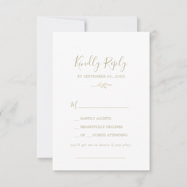 Feuille minimale | Carte RSVP Gold Song Request (Devant)