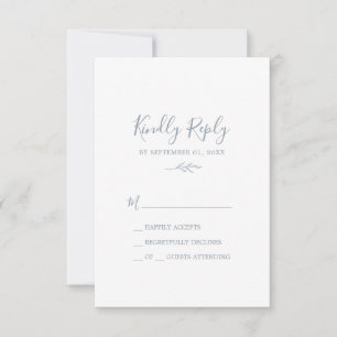 Feuille minimale   Carte RSVP simple Dusty Blue
