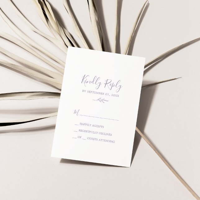 Feuille minimale | Carte RSVP simple Dusty Purple (Créateur téléchargé)
