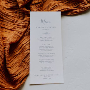Feuille minimale Dusty Blue Mariage Dinner Menu