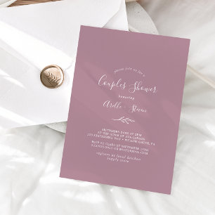 Feuille minimale   Mauve Couples Douche Invitation