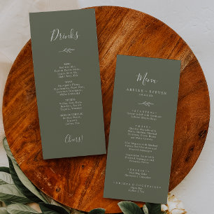 Feuille minimale   Menu Dîner Vert foncé et Boisso