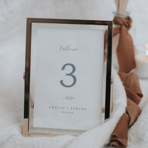 Feuille minimale Numéro de table bleu Dusty