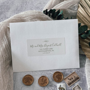 Feuille minimale Olive Green Étiquettes de adres