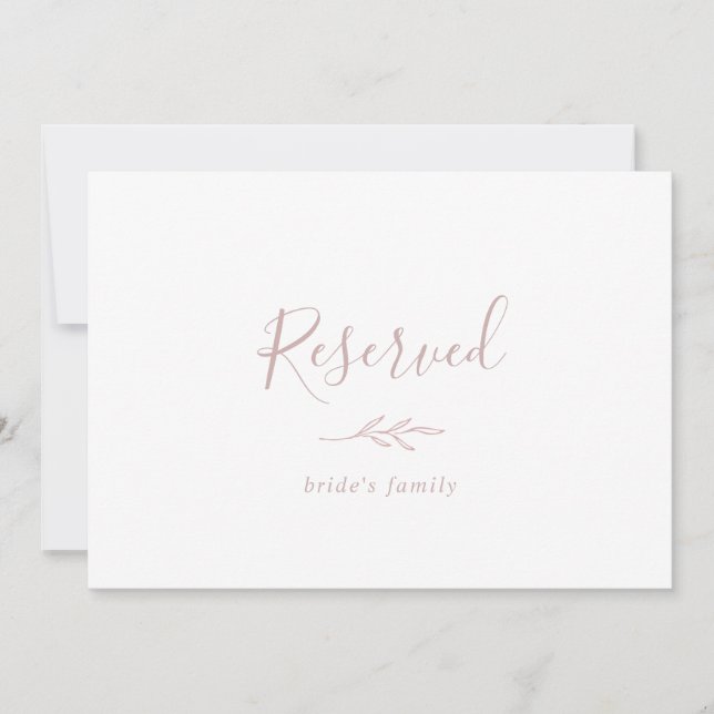 Feuille minimale | Panneau réservé Rose Dusty (Devant)