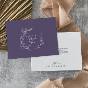 Feuille minimale Plum violet Carte de remercieme