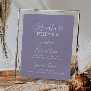 Feuille minimale Poster des boissons Lavender Si