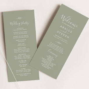 Feuille minimale   Programme de mariage vert Sage