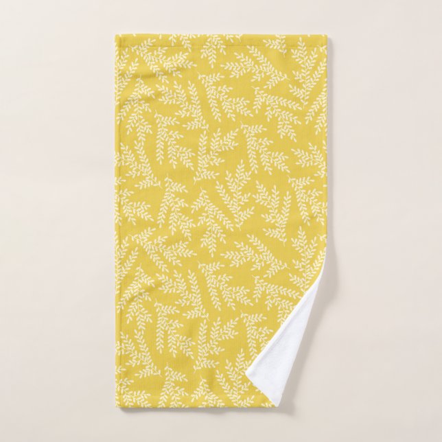 Feuille moderne citron jaune Floral Motif (Serviette à main)