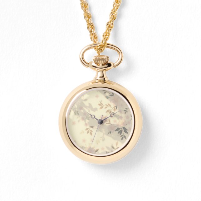 Feuille, ombres et petite fleur Montre de collier (Recto)