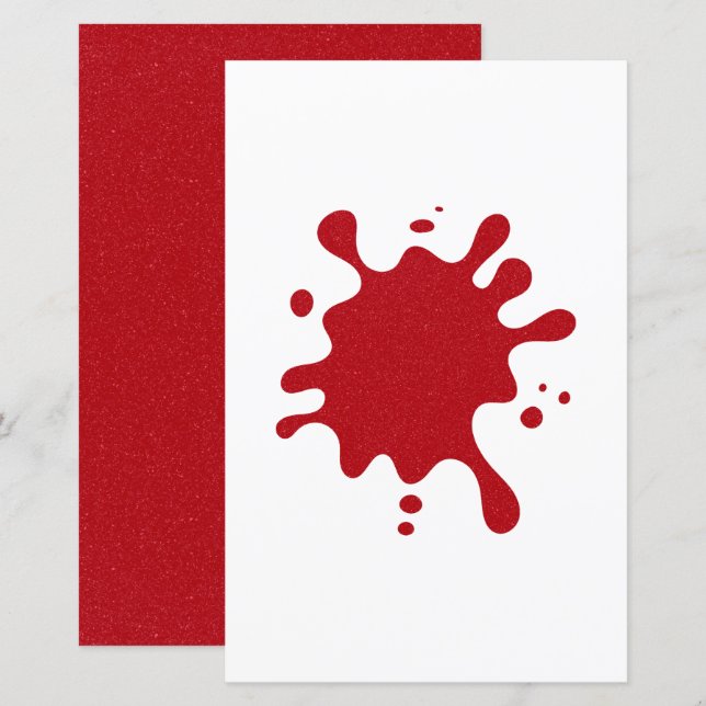 Feuille papier à éclaboussure d'encre rouge tomate (Devant / Derrière)