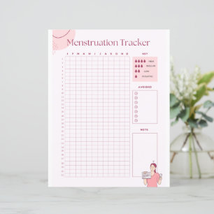 Feuille papier de suivi de période pour femme