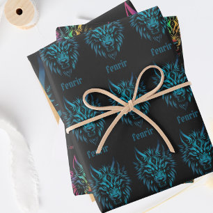 Feuille papier d'enveloppement fenrir face Wolf En
