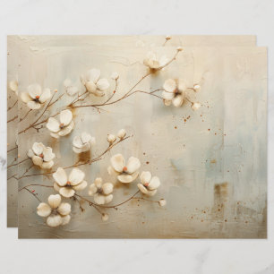 Feuille papier journal Vintage floral rustique