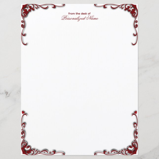 Feuille papier non doublée d'élégance baroque (Devant)