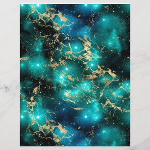 Feuille papier pour album Galaxy en marbre turquoi