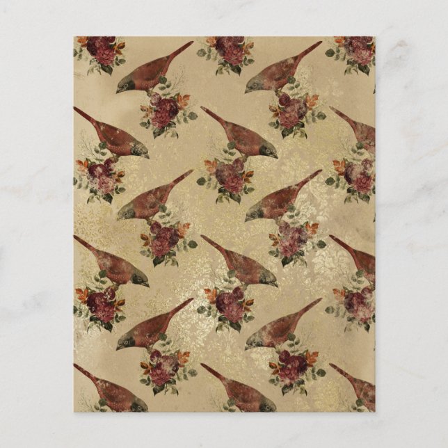 Feuille papier pour scrapbook Ephemera pour oiseau (Devant)