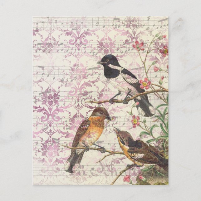 Feuille papier pour scrapbook Ephemera pour oiseau (Devant)