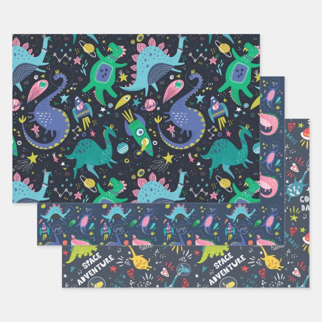 Feuille plate de papier d'emballage Space Dino Jeu (Lot)