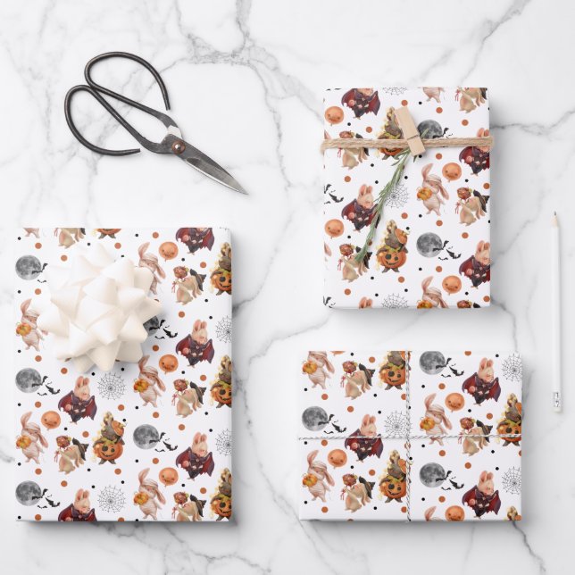 Feuille plate de papier d'enveloppement d'Hallowee (Recto)