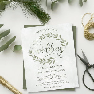 Feuille rustique Sage Vert BUDGET Mariage Inviter