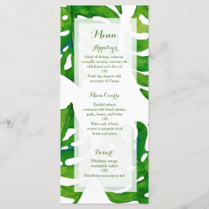 Feuille tropical d'aquarelle épousant le menu