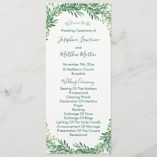 Feuille verdure Programmes de mariage du feuillage