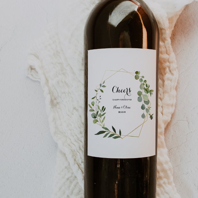 Feuille vert tropical Étiquettes de vin Mariage (Créateur téléchargé)