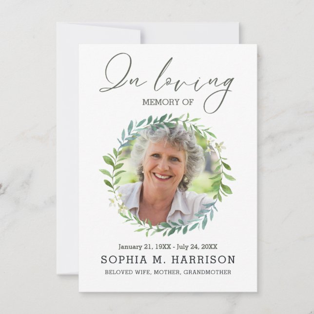 Feuille Wreath Photo personnalisée Sympathie funér (Devant)