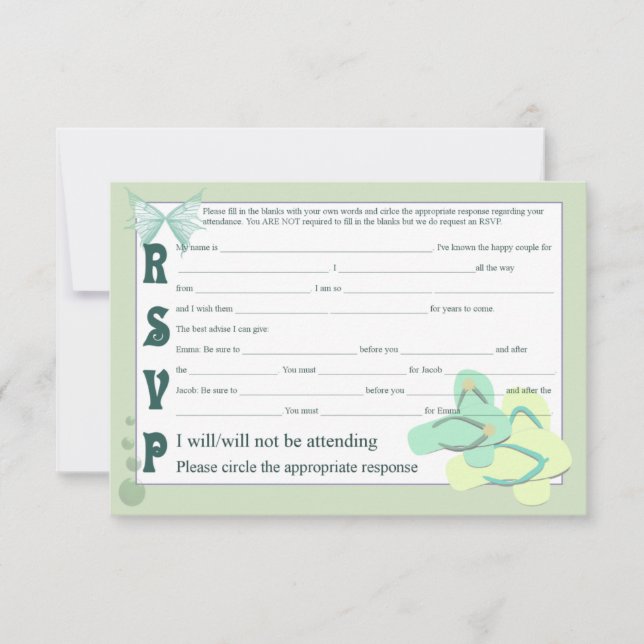 Feuilles à tongs colorées RSVP vert (Devant)