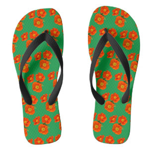 Feuilles à tongs de fleurs de pavot orange