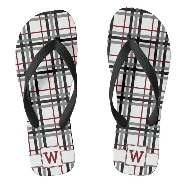 Feuilles à tongs noir blanc et rouge (Semelle)