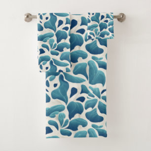 Feuilles Abstraits blancs et bleus Motif côtier