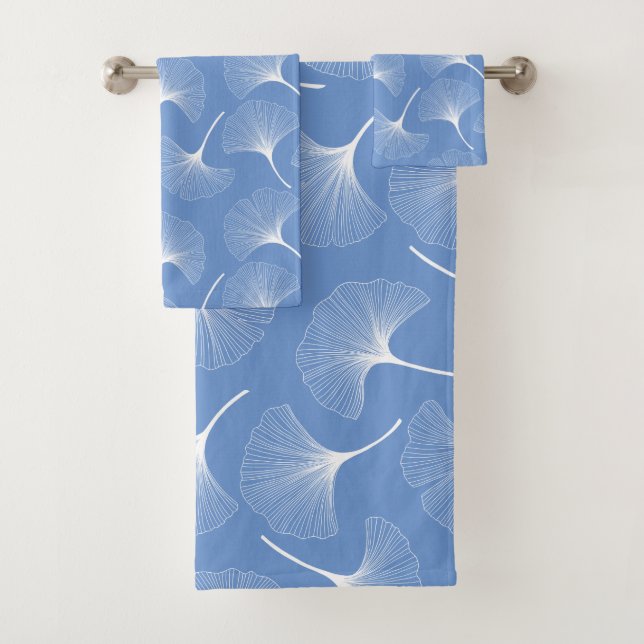 Feuilles abstraits blancs sur arrière - plan bleu (En situation)