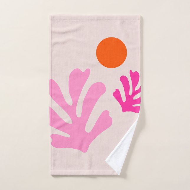 Feuilles Abstraits rose orange moderne formes déco (Serviette à main)