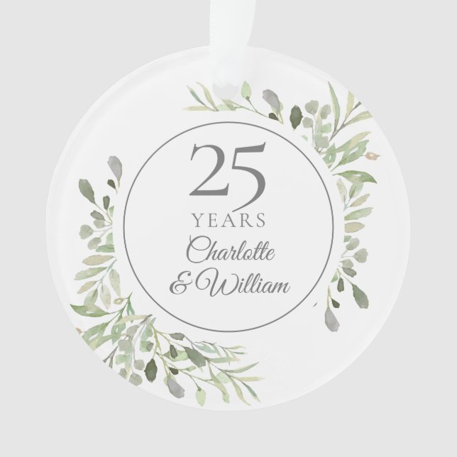 Feuilles Aquarelle Douce 25e Anniversaire (devant)