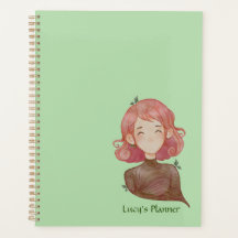 Feuilles aquarelle et caractère fille arbre