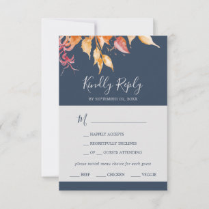 Feuilles automnales Carte RSVP Choix du menu ble