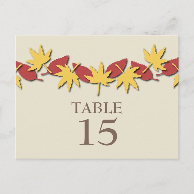 Feuilles Automne Carte postale Table Bordure, Jaun (Devant)
