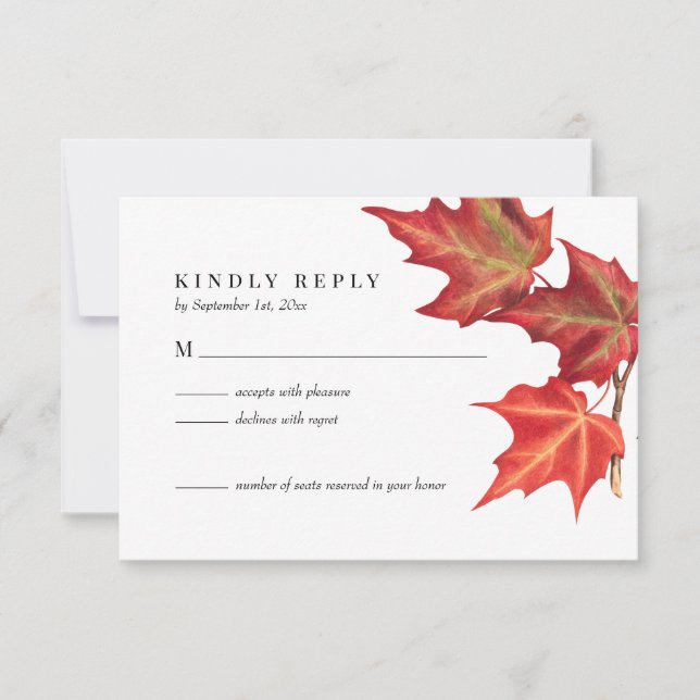 Feuilles Automne Mariage Automne Carte RSVP (Devant)