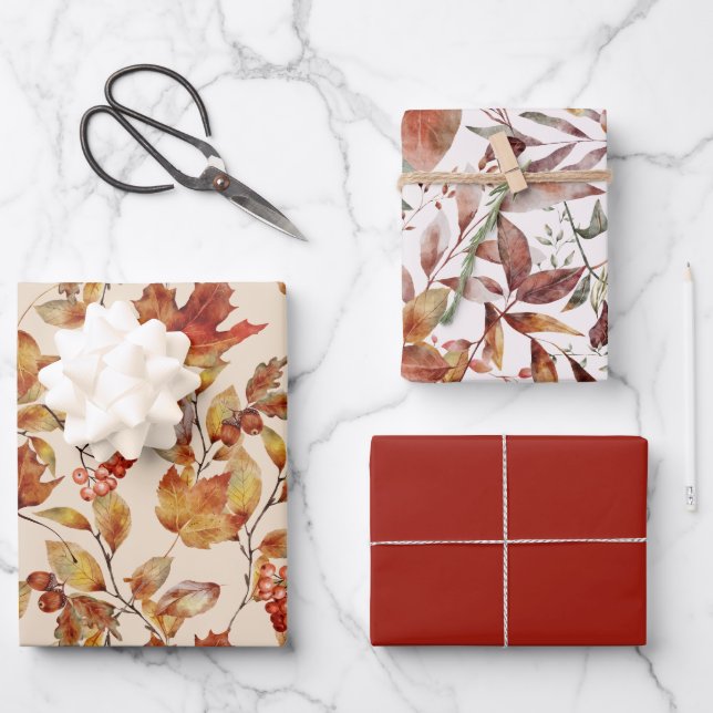 Feuilles Automne Rouge Or Brown (Recto)