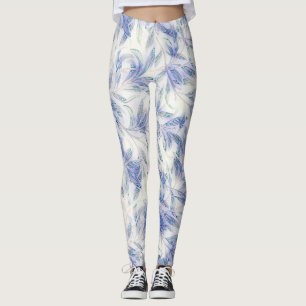 Feuilles bleues Vintage Motif Nature Leggings