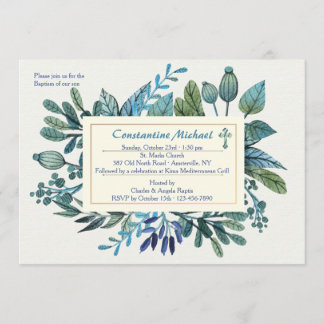 Feuilles bleus et Berries Invitation