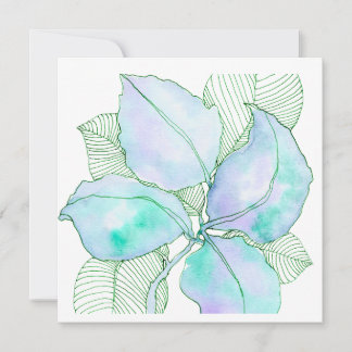 Feuilles botaniques aquarelle vert menthe lavande