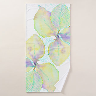 Feuilles botaniques aquarelles jaune vert pastel