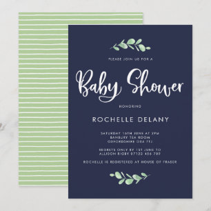 Feuilles botaniques et  Baby showers Invitations