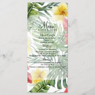 Feuilles botaniques tropicales et fleurs Menu flor