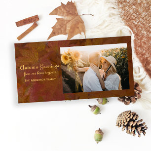 Feuilles Brown de couleur Carte photo de voeux d'a