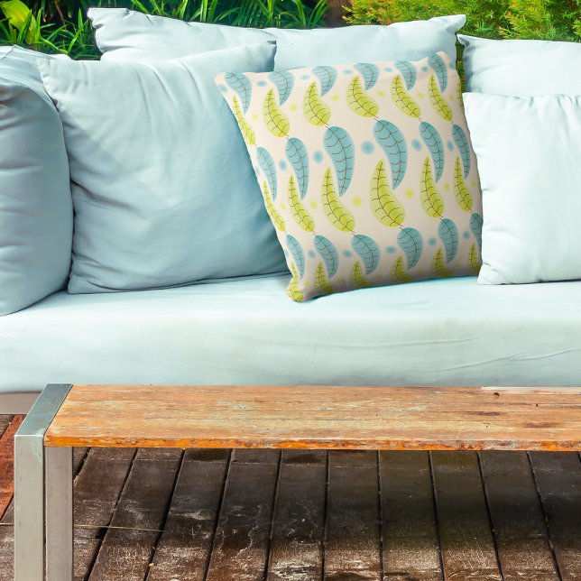 Feuilles Chartreuse et Aqua lancent un oreiller (Créateur téléchargé)