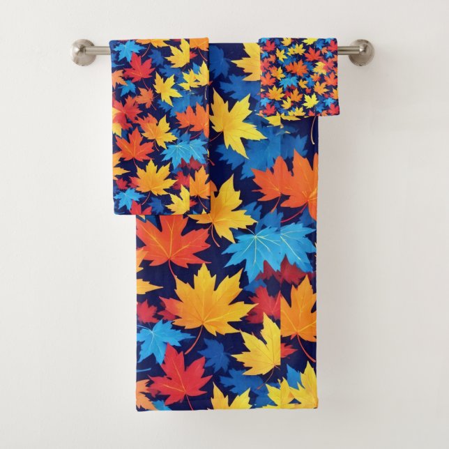 Feuilles Colorées D'Automne Sur Arrière - plan Ble (En situation)